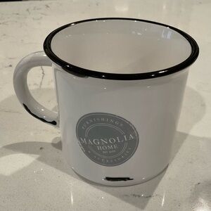 Magnolia Home Ceramic Mug reads Furnishings & Accessories 4” tall by 4” wide